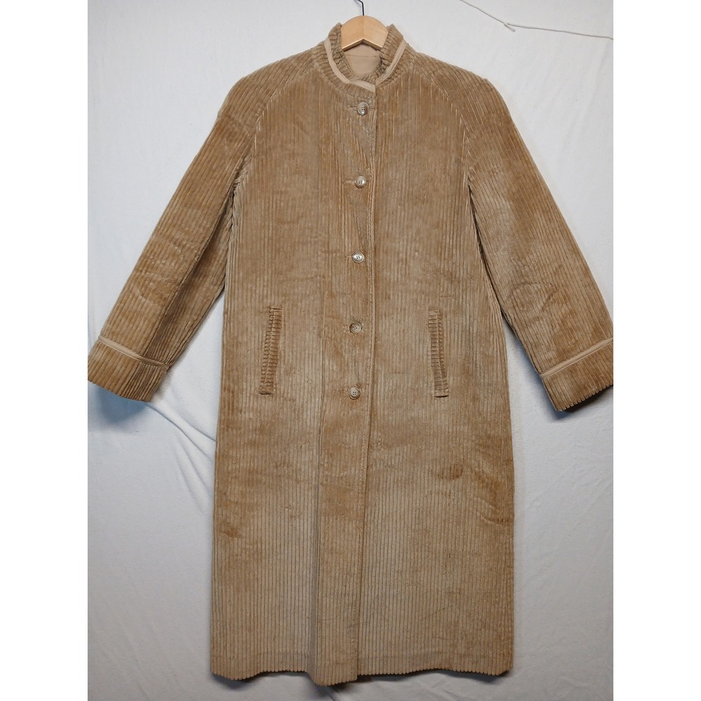 Vintage corduroy womens trench coat quiet luxery old money long‎ heavy jacket